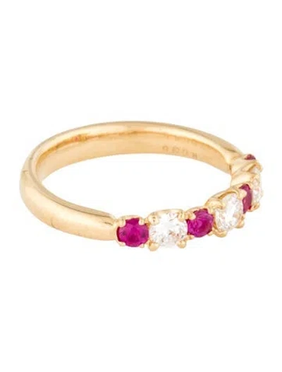 Pre-owned Ring 18k Ruby & Diamond Band In Multi