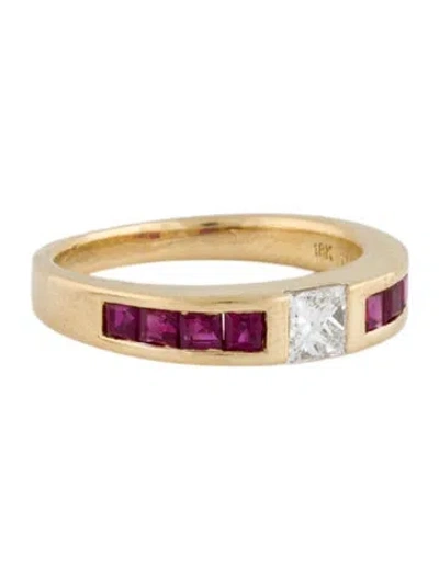 Pre-owned Ring 18k Ruby & Diamond Band In Multi