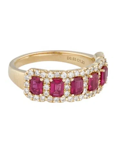 Pre-owned Ring 18k Ruby & Diamond Band In Multi