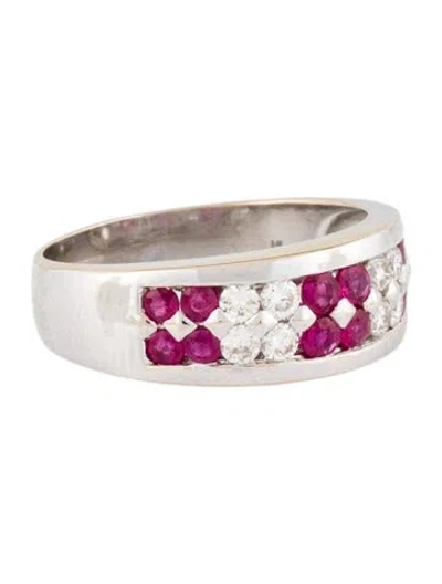 Pre-owned Ring 18k Ruby & Diamond Band In Multi
