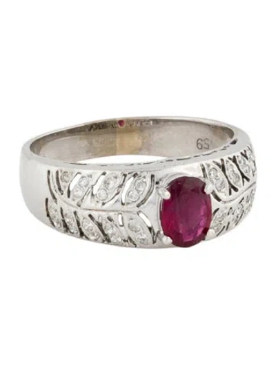 Pre-owned Ring 18k Ruby & Diamond Band In Multi
