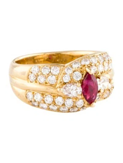 Pre-owned Ring 18k Ruby & Diamond Band In Multi