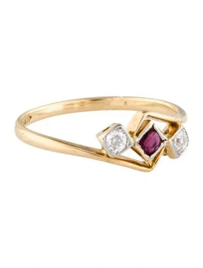 Pre-owned Ring 18k Ruby & Diamond Band In Multi
