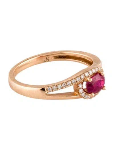 Pre-owned Ring 18k Ruby & Diamond Band  In Multi