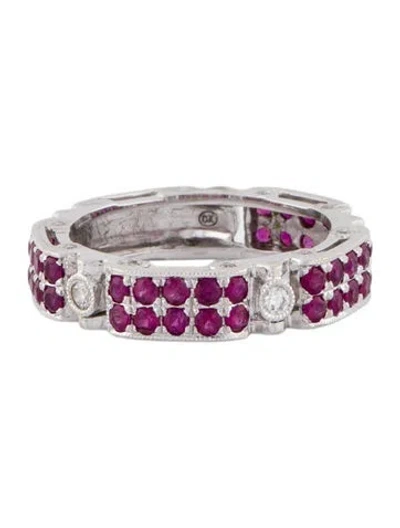 Pre-owned Ring 18k Ruby & Diamond Band  In Multi