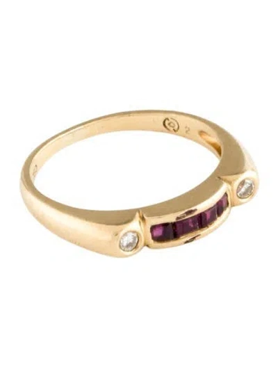 Pre-owned Ring 18k Ruby & Diamond Band  In Multi