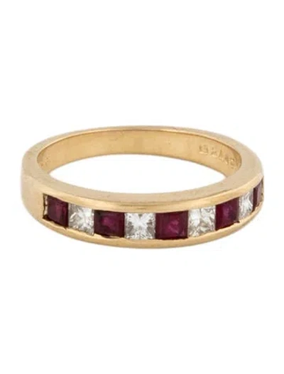 Pre-owned Ring 18k Ruby & Diamond Band  In Multicolor