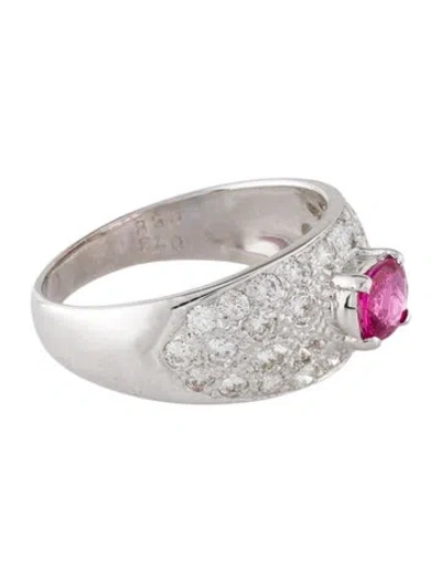 Pre-owned Ring 18k Ruby & Diamond Cocktail  In Multi