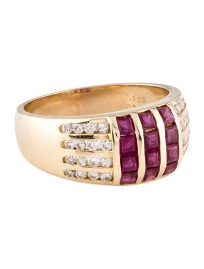 Pre-owned Ring 18k Ruby & Diamond Cocktail  In Multi