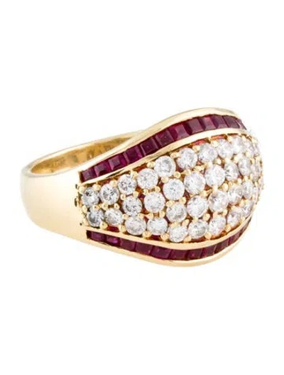 Pre-owned Ring 18k Ruby & Diamond Cocktail  In Multi