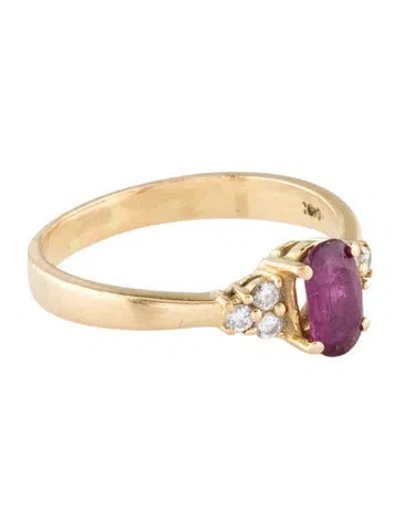 Pre-owned Ring 18k Ruby & Diamond Cocktail  In Multi
