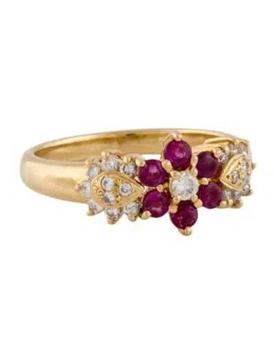 Pre-owned Ring 18k Ruby & Diamond Cocktail  In Multi
