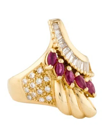 Pre-owned Ring 18k Ruby & Diamond Cocktail  In Multi