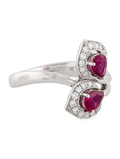 Pre-owned Ring 18k Ruby & Diamond Cocktail  In Multi