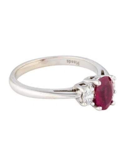 Pre-owned Ring 18k Ruby & Diamond Cocktail  In Multi