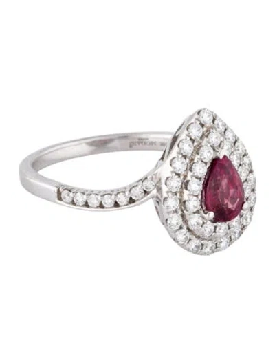 Pre-owned Ring 18k Ruby & Diamond Cocktail  In Multi