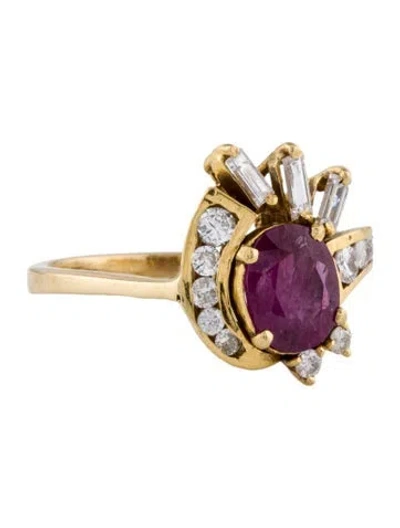 Pre-owned Ring 18k Ruby & Diamond Cocktail  In Multi