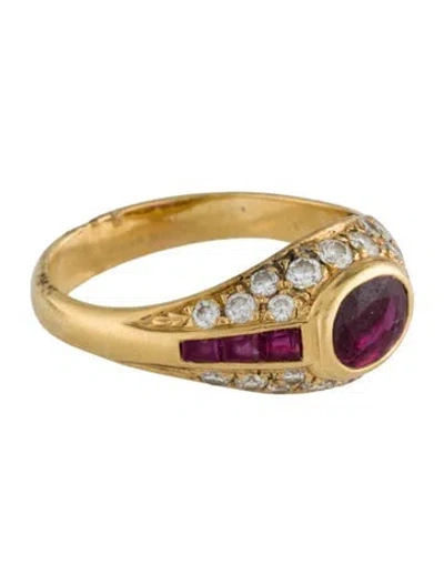 Pre-owned Ring 18k Ruby & Diamond Cocktail  In Multi