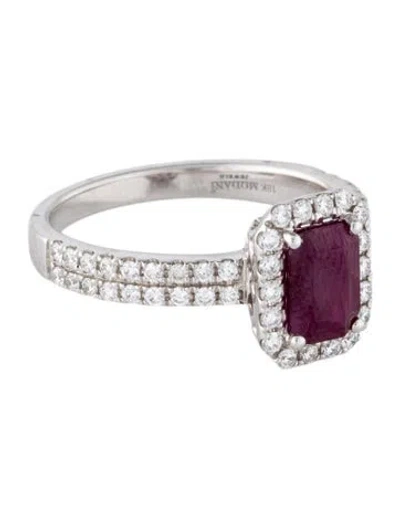 Pre-owned Ring 18k Ruby & Diamond Cocktail  In Multi