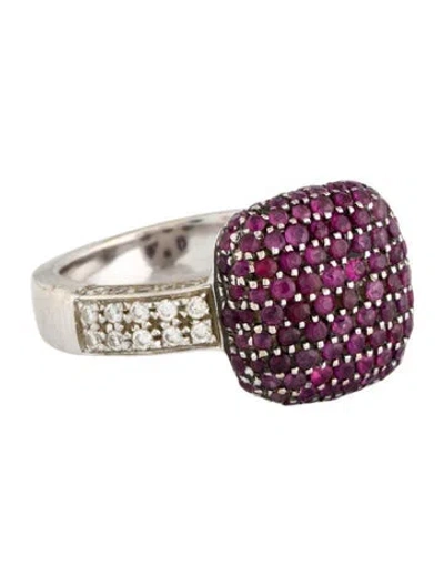 Pre-owned Ring 18k Ruby & Diamond Cocktail  In Multi