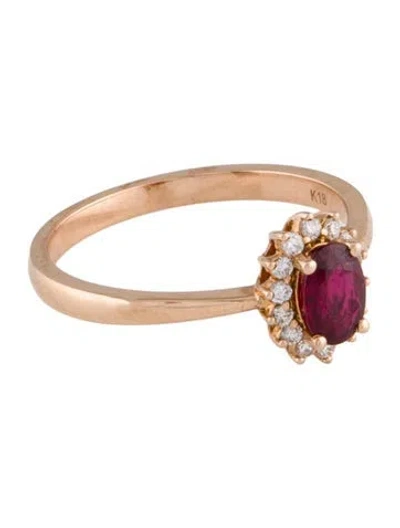 Pre-owned Ring 18k Ruby & Diamond Cocktail  In Multi