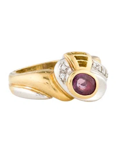 Pre-owned Ring 18k Ruby & Diamond Cocktail  In Multi
