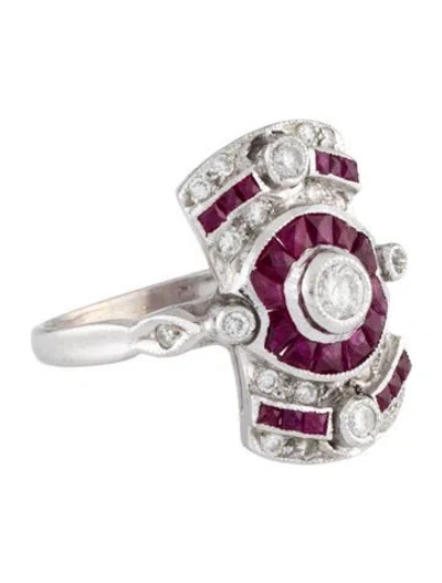 Pre-owned Ring 18k Ruby & Diamond Cocktail  In Multi