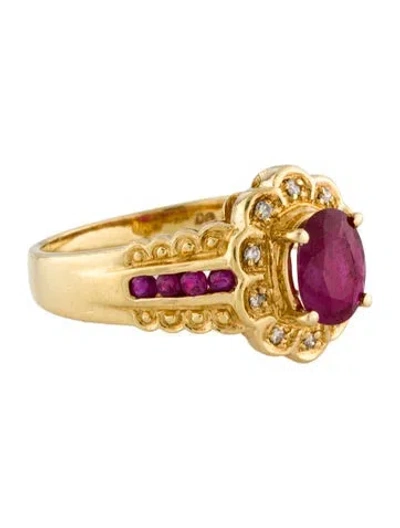 Pre-owned Ring 18k Ruby & Diamond Cocktail  In Multi