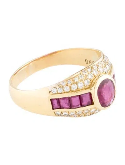 Pre-owned Ring 18k Ruby & Diamond Cocktail  In Multi
