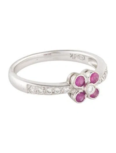 Pre-owned Ring 18k Ruby & Diamond Cocktail  In Multi