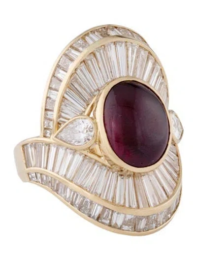 Pre-owned Ring 18k Ruby & Diamond Cocktail  In Multicolor