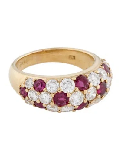 Pre-owned Ring 18k Ruby & Diamond Dome Band In Multi