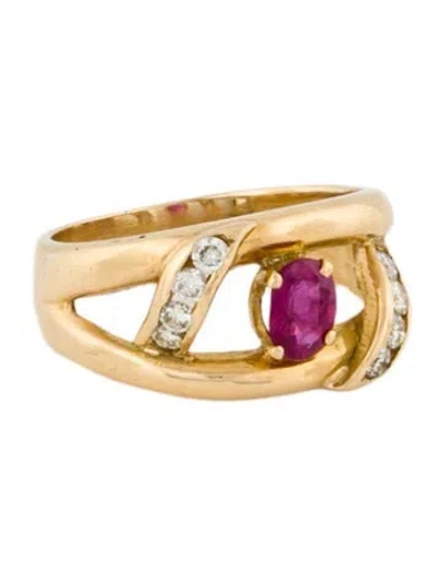 Pre-owned Ring 18k Ruby & Diamond  In Multi