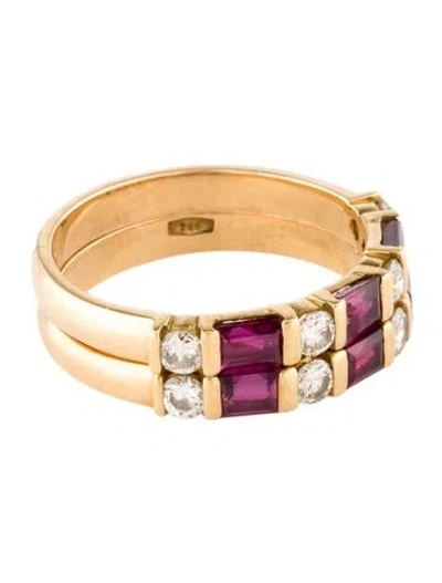 Pre-owned Ring 18k Ruby & Diamond  Set In Multi