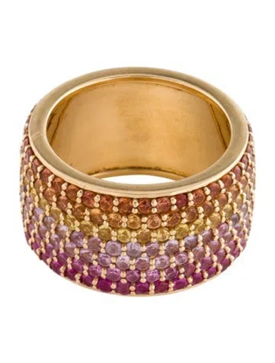 Pre-owned Ring 18k Ruby & Sapphire Rainbow Band In Multi