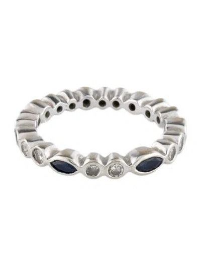 Pre-owned Ring 18k Sapphire & Diamond Alternating Eternity Band In Multi