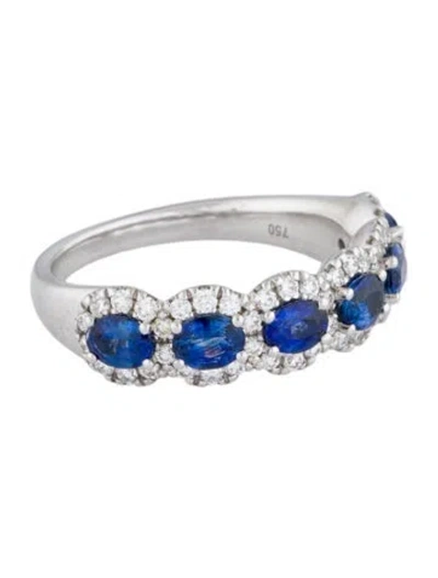 Pre-owned Ring 18k Sapphire & Diamond Band In Multi