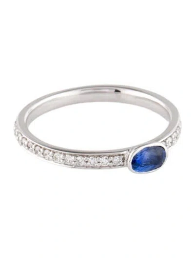 Pre-owned Ring 18k Sapphire & Diamond Band In Multi