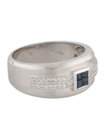 Pre-owned Ring 18k Sapphire & Diamond Band In Multi