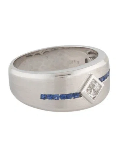 Pre-owned Ring 18k Sapphire & Diamond Band In Multi