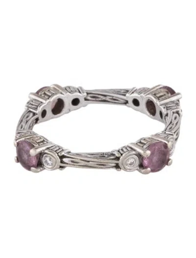 Pre-owned Ring 18k Sapphire & Diamond Band In Multicolor