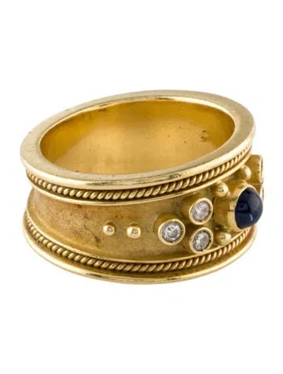 Pre-owned Ring 18k Sapphire & Diamond Band  In Multi