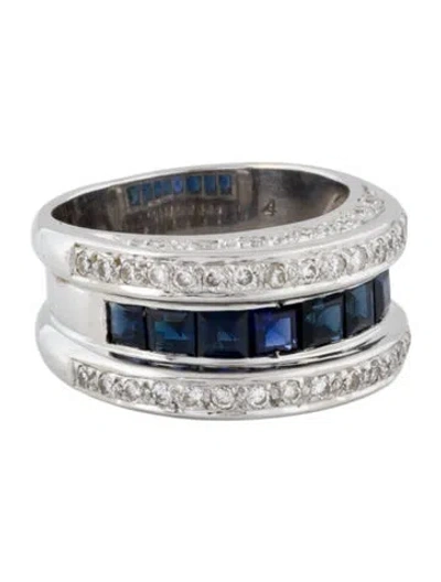 Pre-owned Ring 18k Sapphire & Diamond Band  In Multi