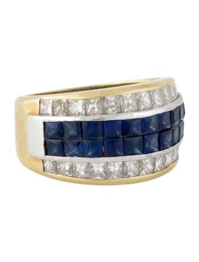 Pre-owned Ring 18k Sapphire & Diamond Band  In Multi