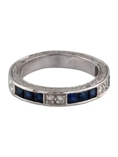 Pre-owned Ring 18k Sapphire & Diamond Band  In Multi