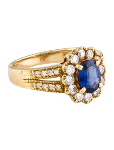 Pre-owned Ring 18k Sapphire & Diamond Cocktail  In Multi