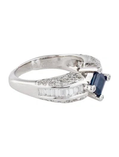 Pre-owned Ring 18k Sapphire & Diamond Cocktail  In Multi