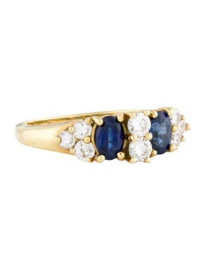 Pre-owned Ring 18k Sapphire & Diamond Cocktail  In Multi