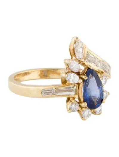 Pre-owned Ring 18k Sapphire & Diamond Cocktail  In Multi
