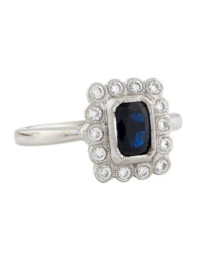 Pre-owned Ring 18k Sapphire & Diamond Cocktail  In Multi